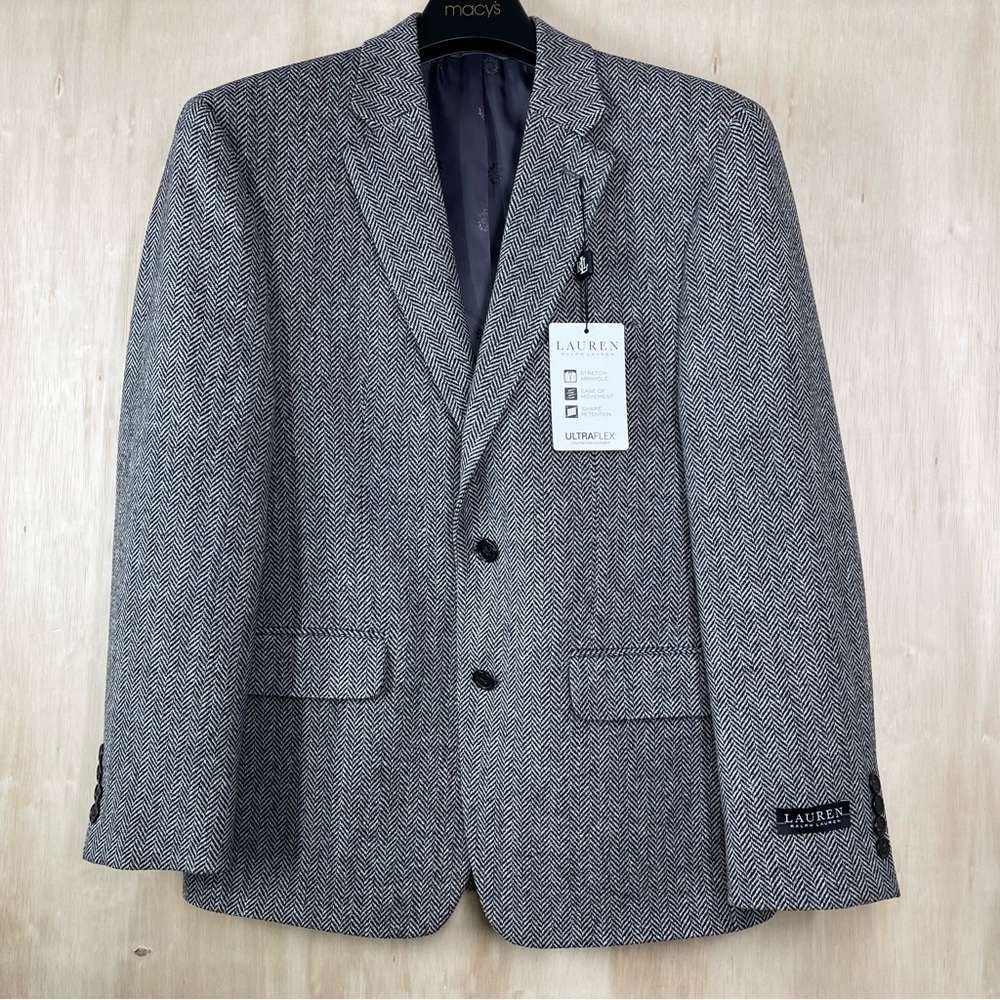 New ~ Lauren Ralph Lauren Men’s 100% Wool Herringbone Classic Fit Coat Size 38S - Picture 2 of 16